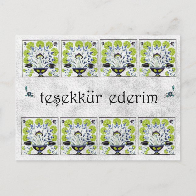 TÜRKEI - Grüner Tile - Vielen Dank Postkarte (Vorderseite)