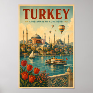 Türkei Hagia Sophia Blaue Moschee Illustration Ret Poster