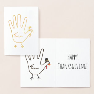 Türkei Hand Happy Thanksgiving Gold Foil Folienkarte