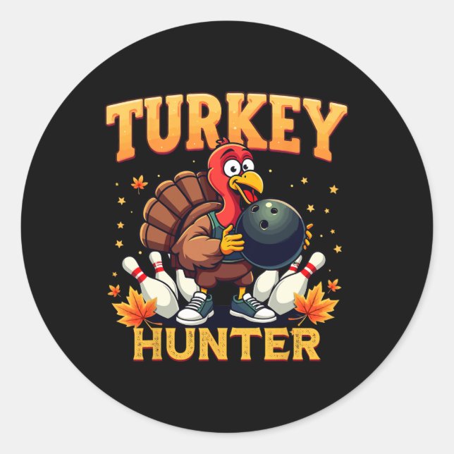 Türkei Hunter Bowling Erntedank Funny Bowler Runder Aufkleber (Vorderseite)