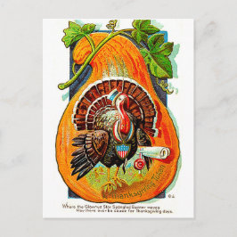 Türkei im Orangenkürbis, Vintager Erntedank Postkarte