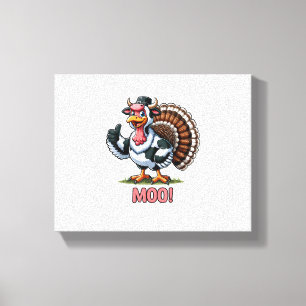 Türkei in Kuhkostüm, Moo Funny Erntedank Leinwanddruck