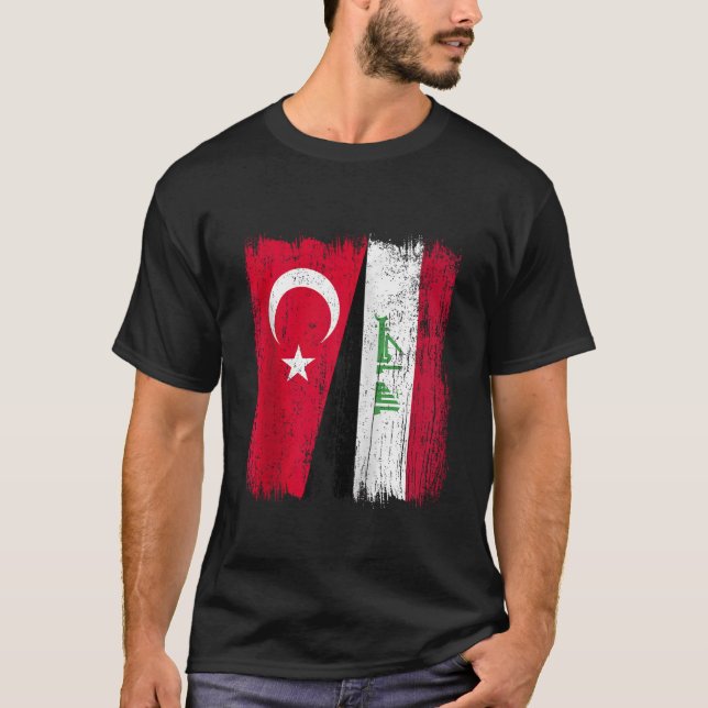 Türkei Irak Halbfahne Türkisches Irakisches Jersey T-Shirt (Vorderseite)
