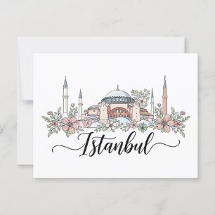 Türkei Istanbul Hagia Sophia Floral Postkarte