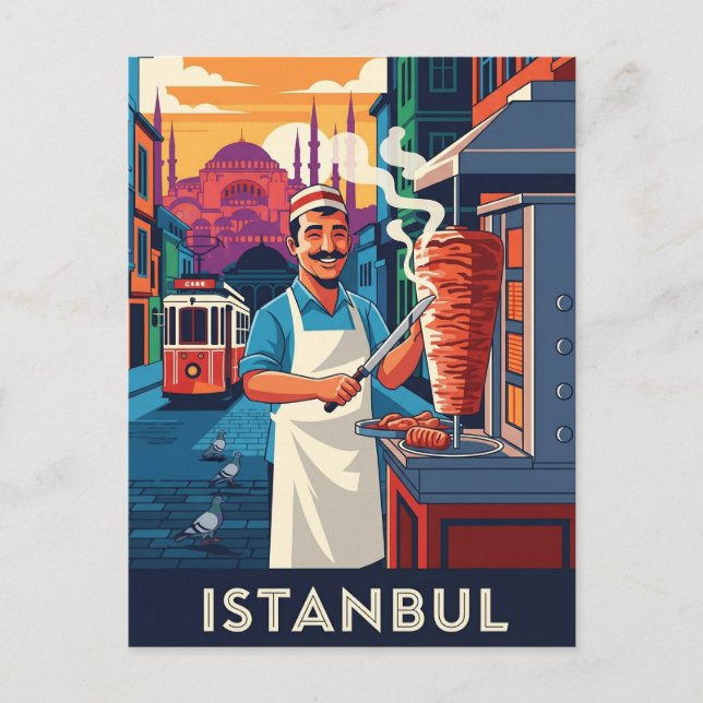 Türkei Istanbul Kebab Street Vendor Postkarte (Vorderseite)