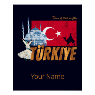 Türkei Istanbul Vintage-Flagge Türkei Souvenir Poster