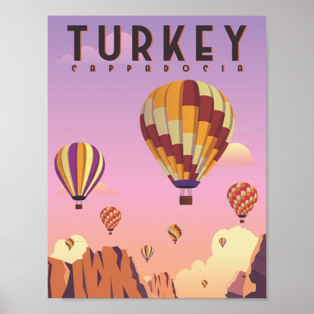 Türkei Kappadokien Berühmter Reiseort Illustration Poster (Vorne)