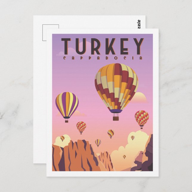 Türkei Kappadokien Berühmter Reiseort Illustration Postkarte (Vorne/Hinten)