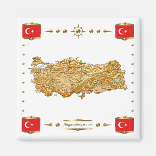 Türkei Karte + Flaggen Magnet