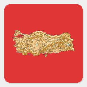 Türkei-Karten-Aufkleber Quadratischer Aufkleber
