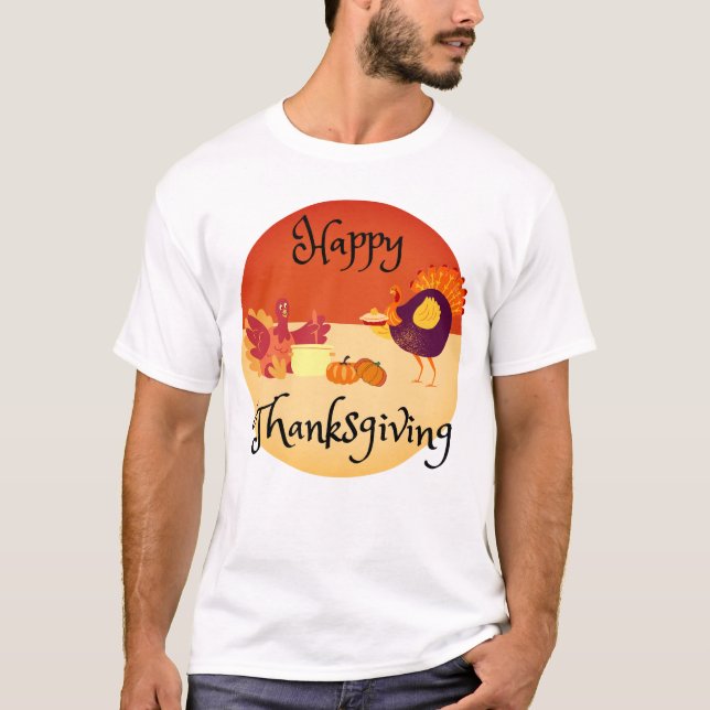 Türkei Kochen auf einem glücklichen Thanksgiving-T T-Shirt (Vorderseite)