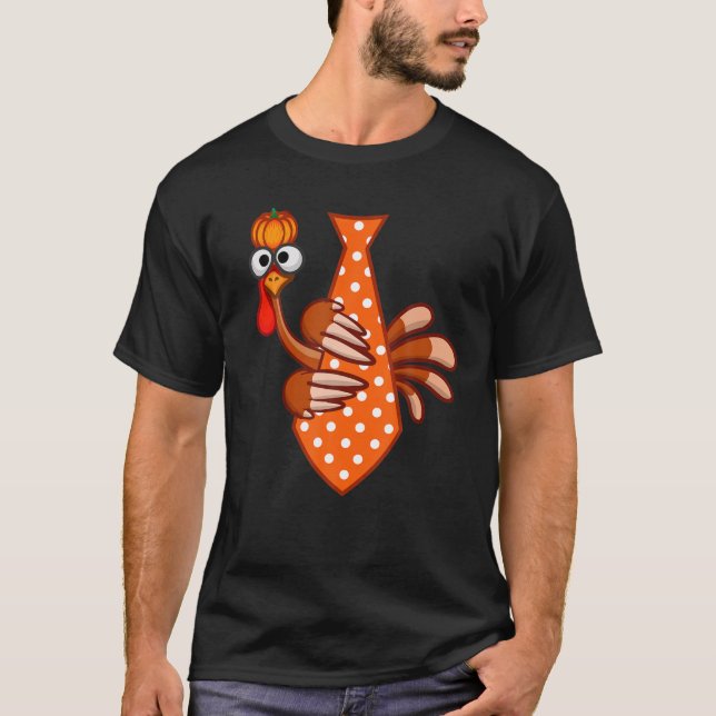 Türkei Krawatte Pumpkin Dots Necktie Funny Ernteda T-Shirt (Vorderseite)