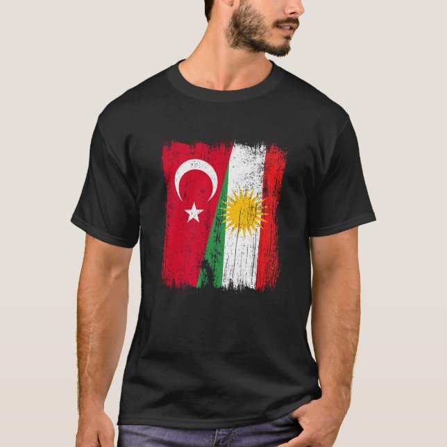 Türkei Kurdistan Halbfahne Türkisches Kurdisches H T-Shirt (Vorderseite)