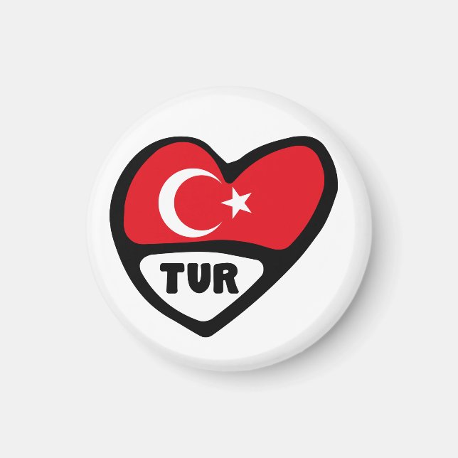 Türkei Ländercode Flaggenherz, TUR Magnet (Vorne)