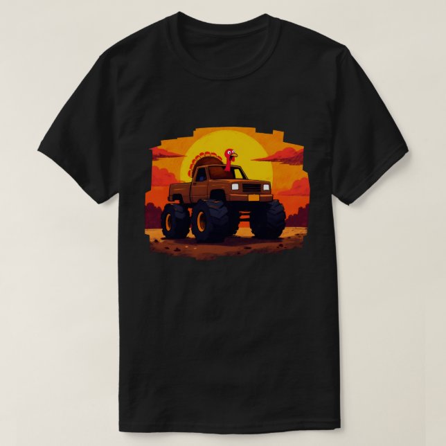 Türkei Monster Truck Sunset Retro Erntedank T-Shirt (Design vorne)