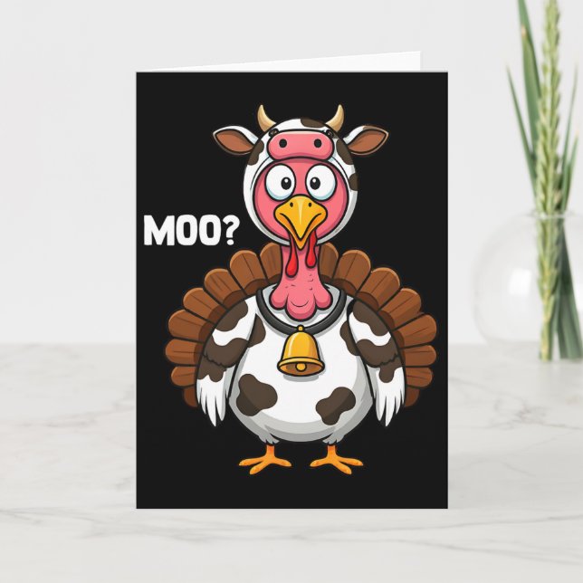 Türkei Moo Cow Funny Erntedank Karte (Vorderseite)