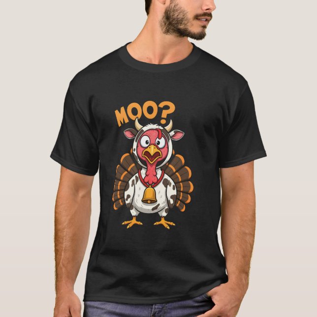 Türkei Moo Cow Kostüm Funny Erntedank Fake Kuh T-Shirt (Vorderseite)