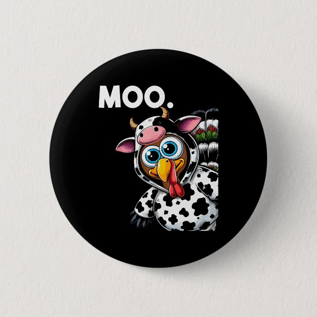 Türkei Moo Cow Kostüm Witziger Erntedank Hallowee Button (Vorderseite)