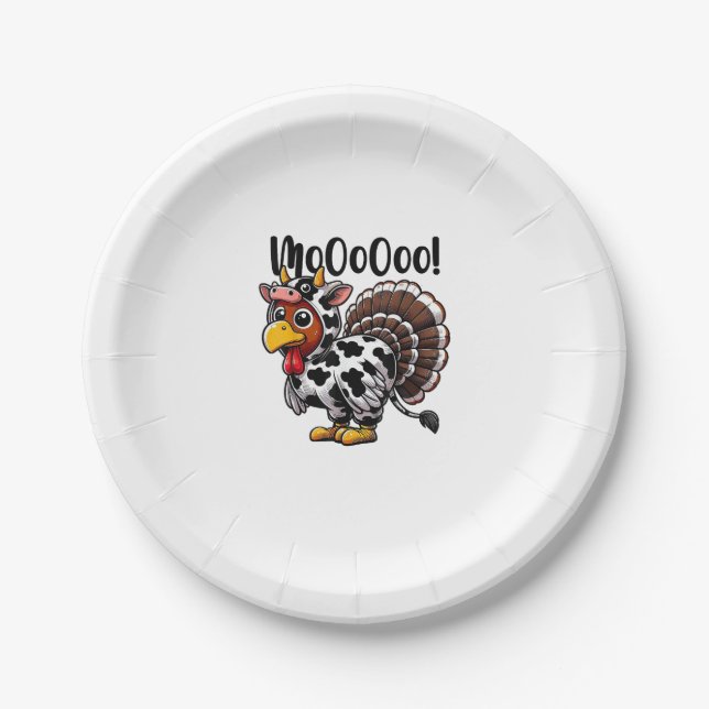 Türkei Moo Funny Turkey Kuh Erntedank Pappteller (Vorderseite)