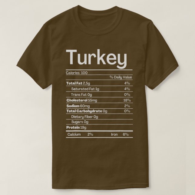 Türkei NährwertfactsFunny Nutrition Erntedank T-Shirt (Design vorne)