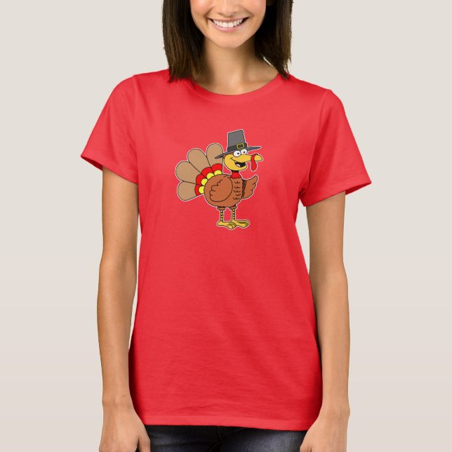 Türkei Pilgrim Cartoon Niedlich T-Shirt (Vorderseite)