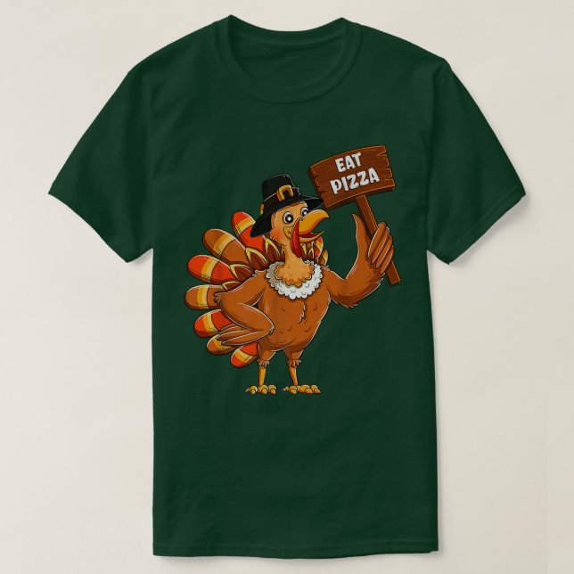 Türkei Pilgrim essen Pizza Erwachsene Vegane Kinde T-Shirt (Design vorne)