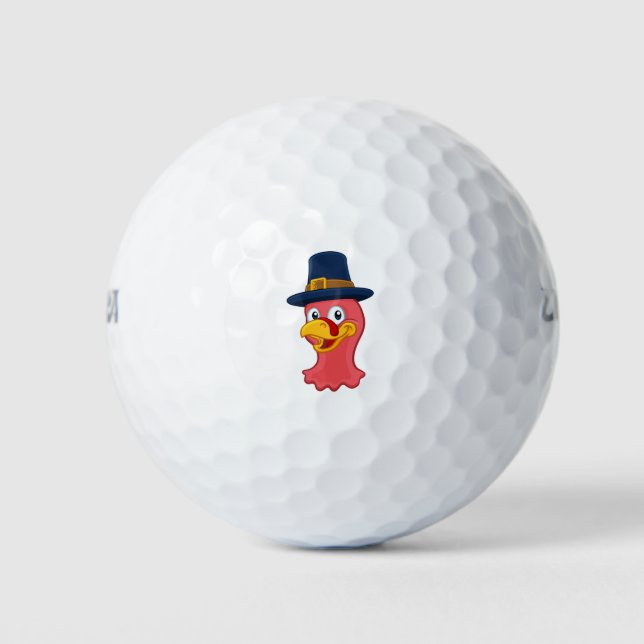 Türkei Pilgrim Hat Erntedank Cartoon Charakter Golfball (Vorderseite)