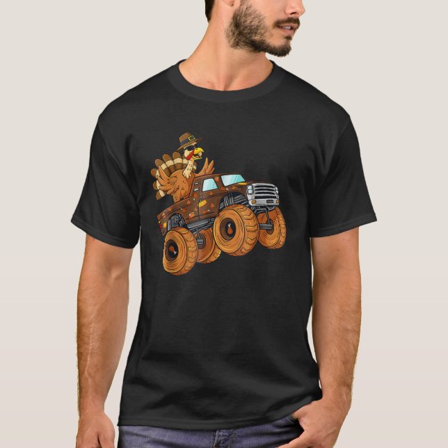 Türkei Pilgrim Riding Monster Truck Erntedank B T-Shirt (Vorderseite)