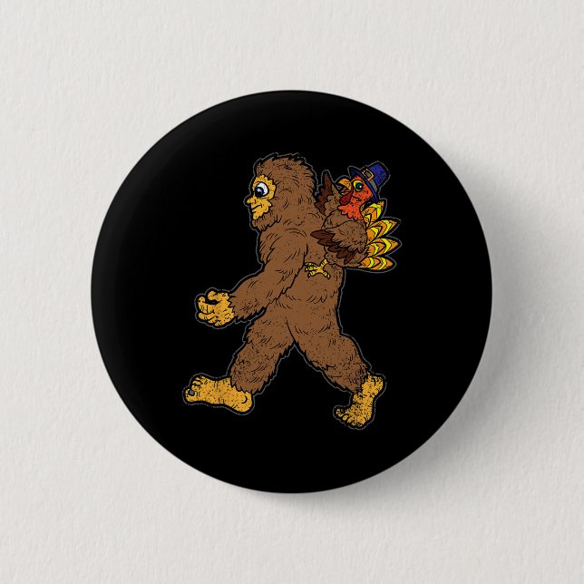 Türkei Reiten Bigfoot Erntedank Day Funny Sasqu Button (Vorderseite)
