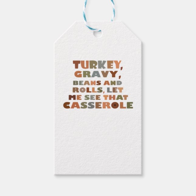 Türkei Rolls Casserole, Erntedank Retro Funny F Geschenkanhänger (Vorderseite)