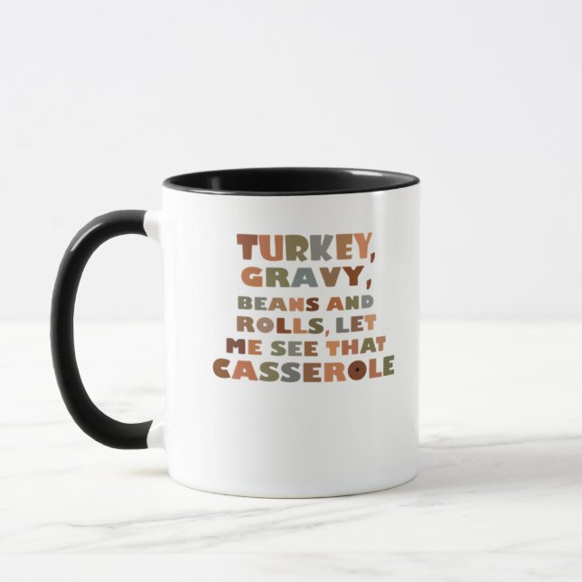 Türkei Rolls Casserole, Erntedank Retro Funny F Tasse (Links)