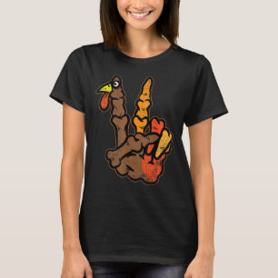 Türkei Skeleton Hand Peace Sign Erntedank Day F T-Shirt