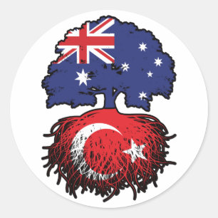 Türkei Türkisch Australien Tree Roots Runder Aufkleber