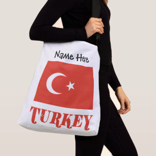 Türkei Türkische Flagge Rot Personalisierung Tragetaschen Mit Langen Trägern