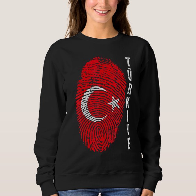Türkei Turkiye National Flag Fingerprint Bayragi H Sweatshirt (Vorderseite)