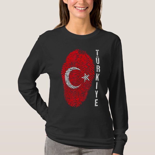 Türkei Turkiye National Flag Fingerprint Bayragi H T-Shirt (Vorderseite)