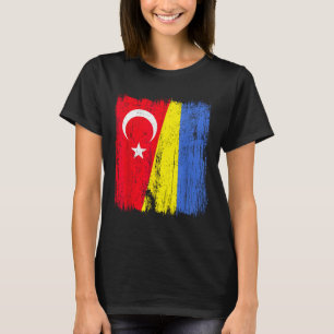 Türkei Ukraine Halbe Flagge Türkische Ukrainische T-Shirt