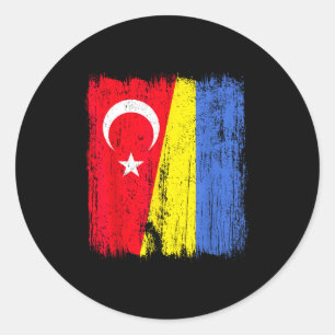 Türkei Ukraine Halbflagge Türkisch Ukrainisches Er Runder Aufkleber