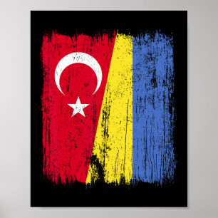 Türkei Ukraine Halbflagge Türkisches Ukrainisches  Poster