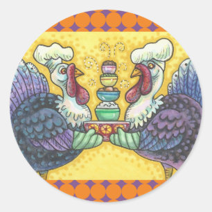 TÜRKEI UND ALLE FIXINS ERNTEDANK STICKERS RUND