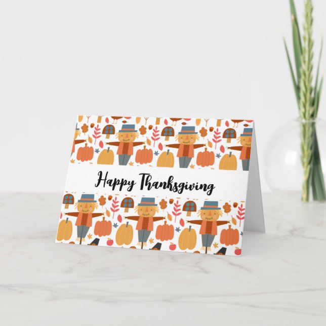 Türkei und Scarecrow Erntedank Pattern Karte (Vorderseite)