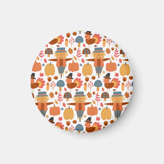 Türkei und Scarecrow Erntedank Pattern Magnet (Vorne)