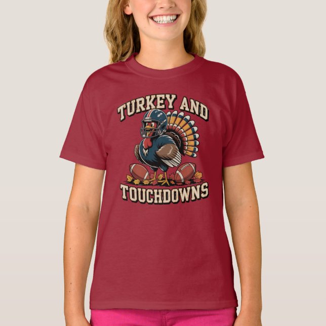 Türkei und Touchdowns Funny Football T - Shirt (Vorderseite)