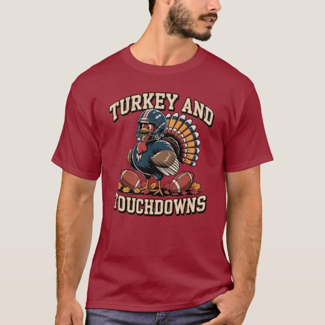 Türkei und Touchdowns Funny Football T - Shirt (Vorderseite)