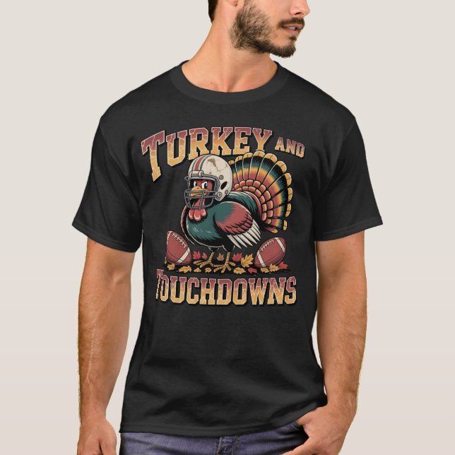 Türkei und Touchdowns Funny Football T - Shirt (Vorderseite)