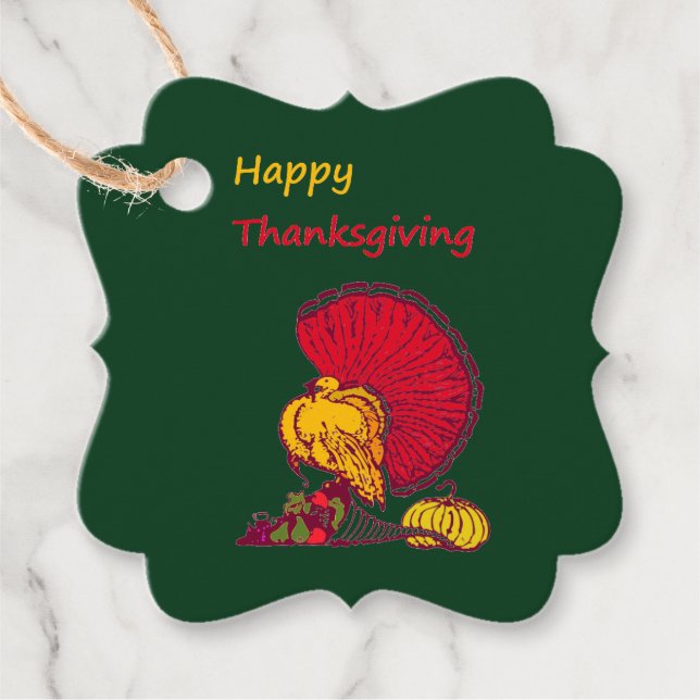 Türkei und Veggies glücklich Thanksgiving grün Geschenkanhänger (Vorderseite)