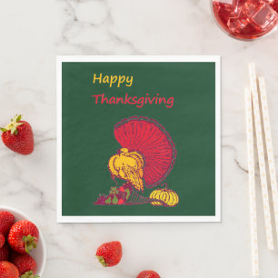 Türkei und Veggies glücklich Thanksgiving grün Serviette