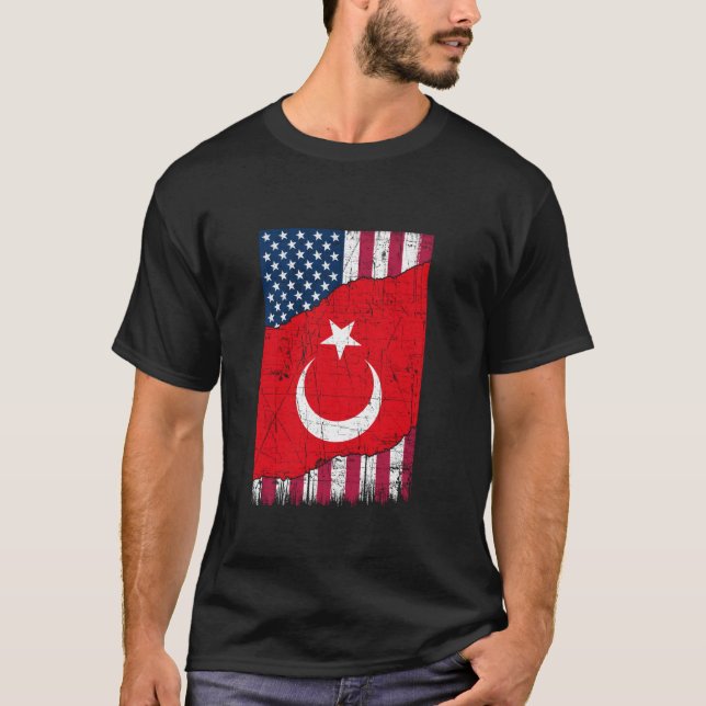 Türkei Vintage patriotische türkische Fahne T-Shirt (Vorderseite)