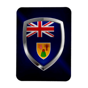 Türken und Caicos-Inseln Metallisches Emblem Magnet