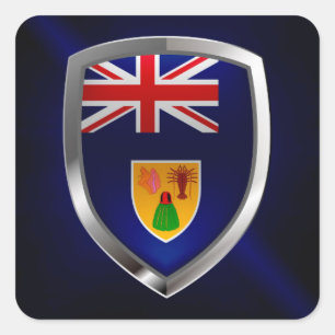 Türken und Caicos-Inseln Metallisches Emblem Quadratischer Aufkleber